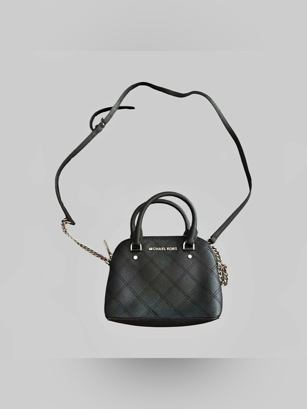 Michael Kors Quilted Saffiano Mini Dome Crossbody Satchel in Black